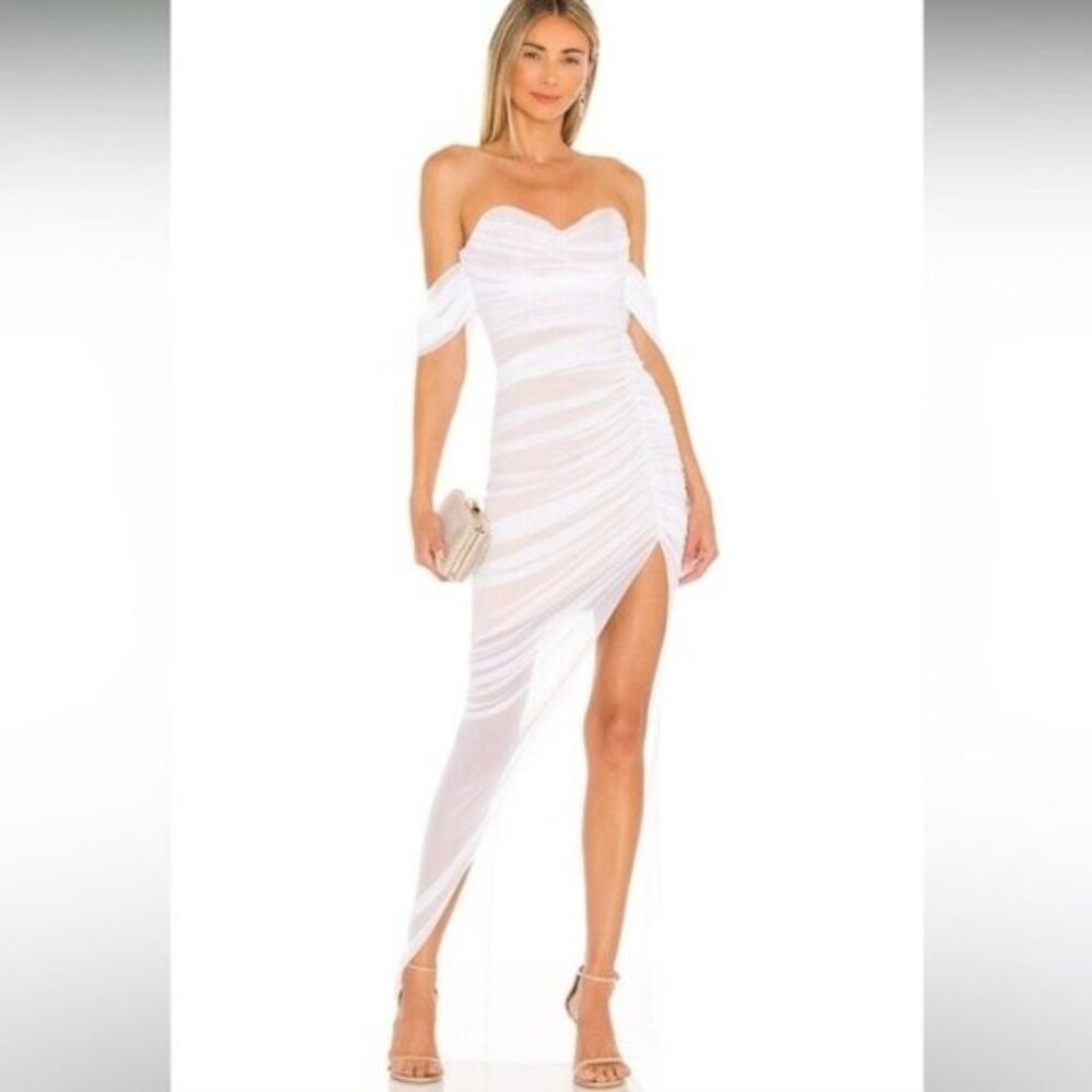 Nwt Nookie X Revolve Dita Mesh Gown In White & Nu… - image 1